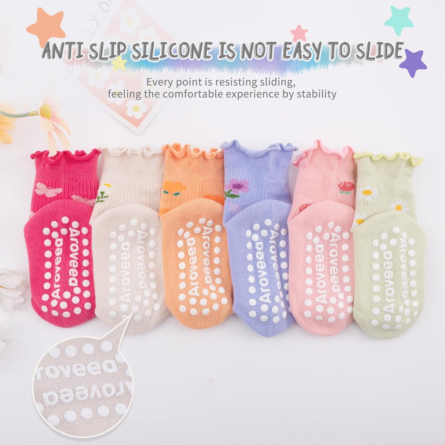 Baby Toddle Socks Grip Non Slip Kids Boys Girls Cotton 12 Pack Ankle Cute Newborn Socks - Image 4