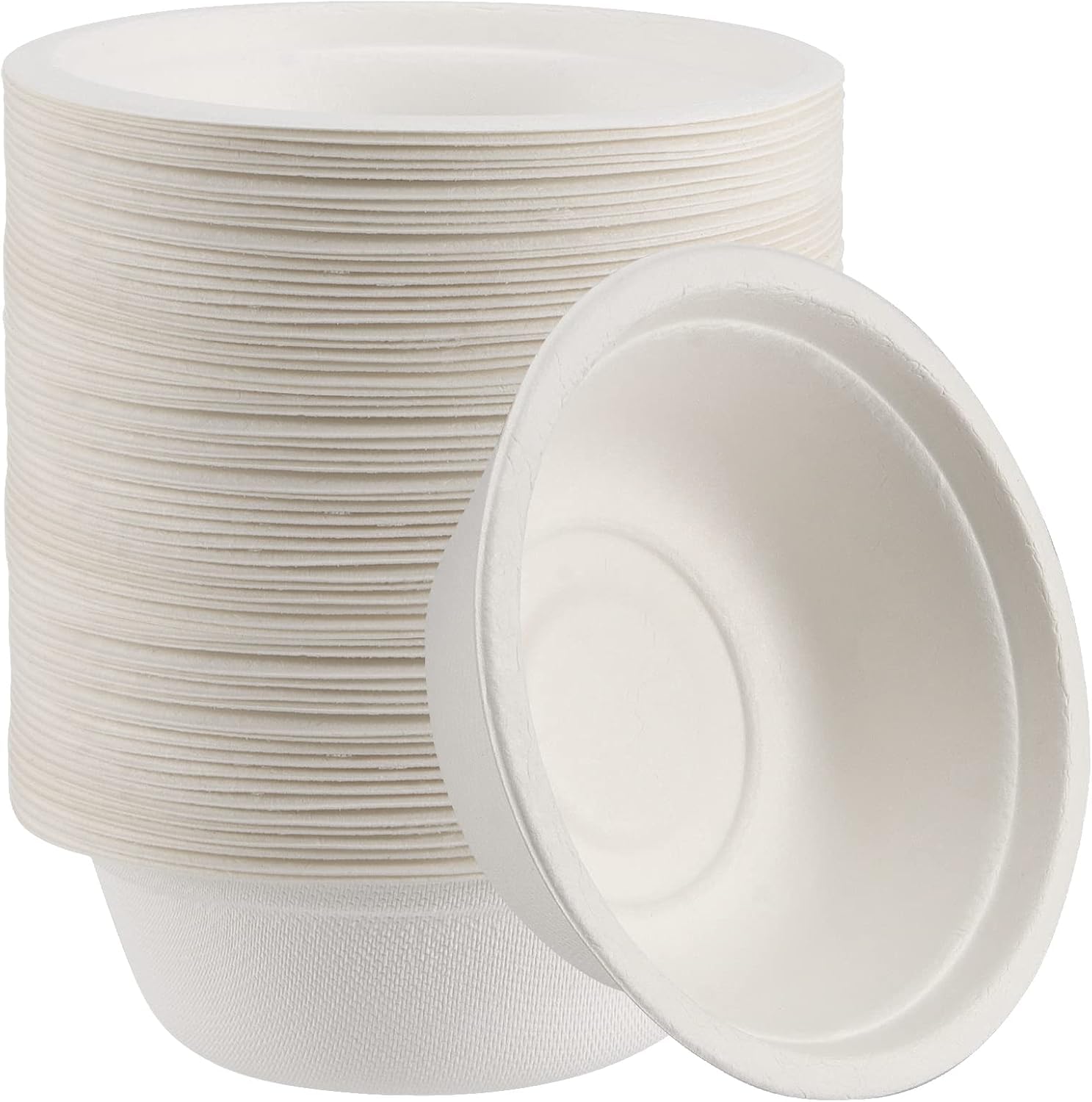 Khaana Packaging [180 ml, 50 Pack Disposable Bagasse Bowls | Eco-Friendly, Biodegradable, Sugarcane Paper Bowls | for Serving Snacks & Dinner | Birthday, Wedding & Party | Round, White