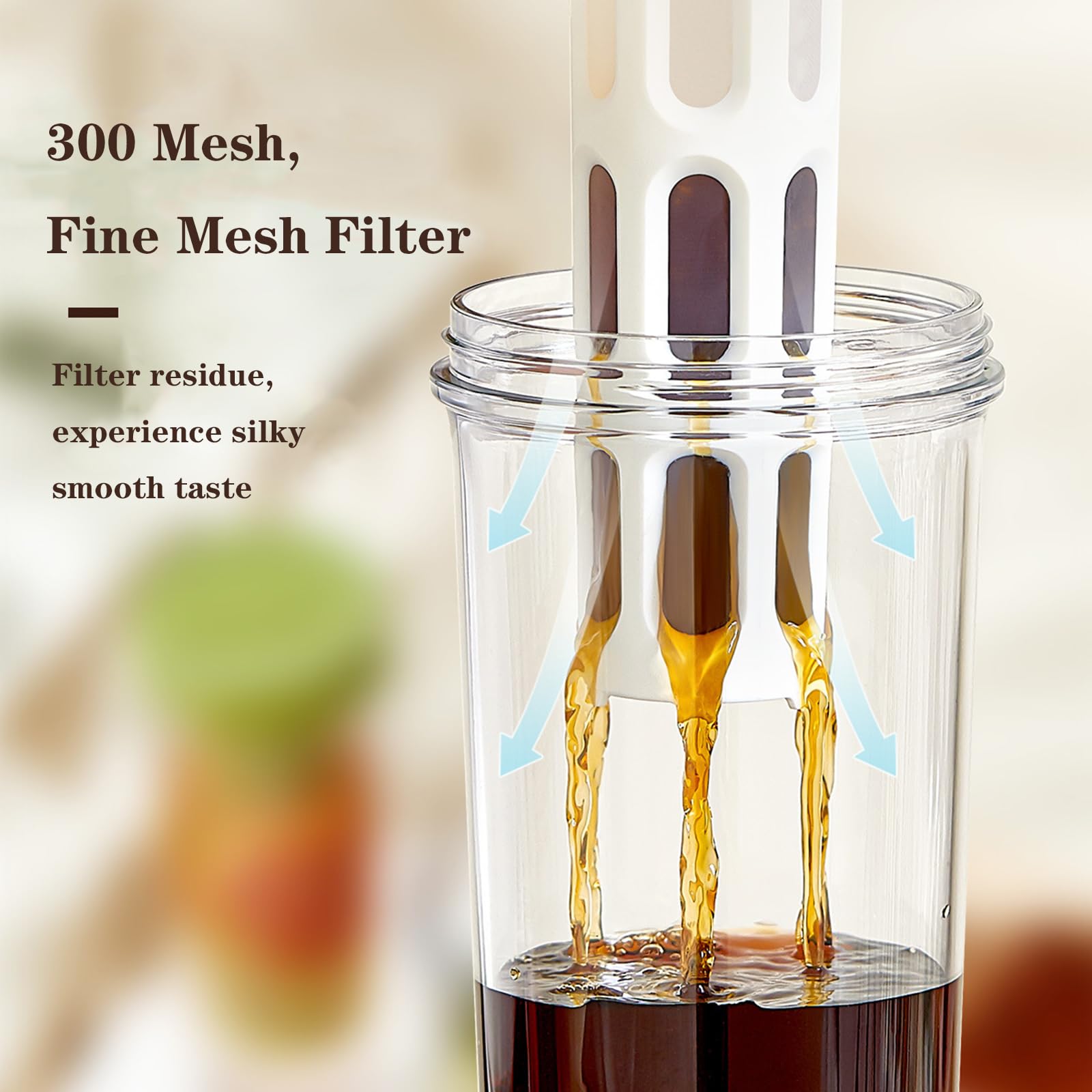 Cafetière à froid pichet à thé glacé grande capacité filtre en maille 1 l blanc