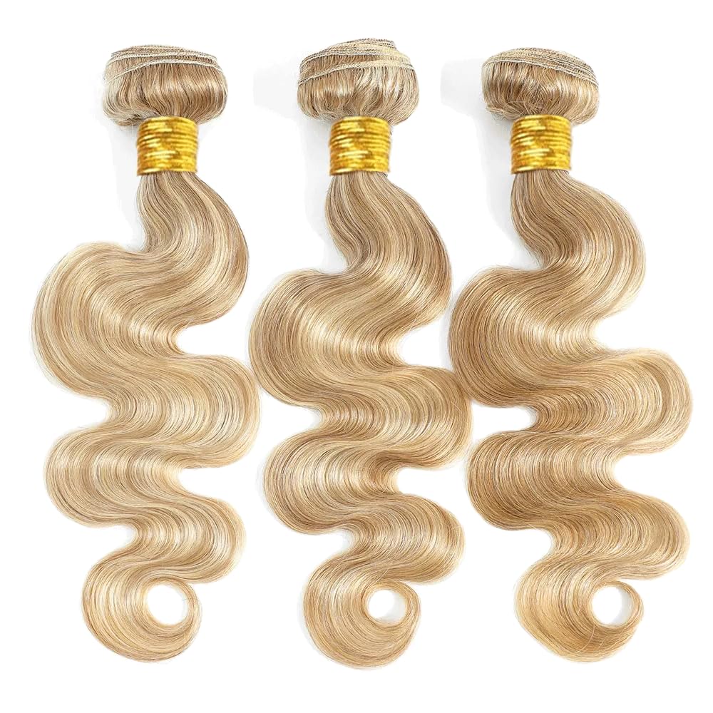 P27613 Bundles Highlight Body Wave Human Hair Bundle Ombre Hair Weave Two Tone Honey Blonde Mixed With 613 Bundle Blonde Body Wave 3 Bundles 34 34 34 Inch