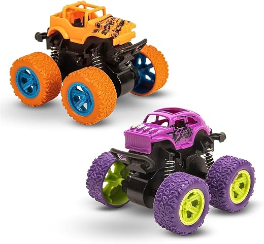 Sky Tech® Monster Trucks (Pack of 2), Friction Powered Monster Car Toys for Boys 3-7 Years Old, Durable High-Density Alloy...