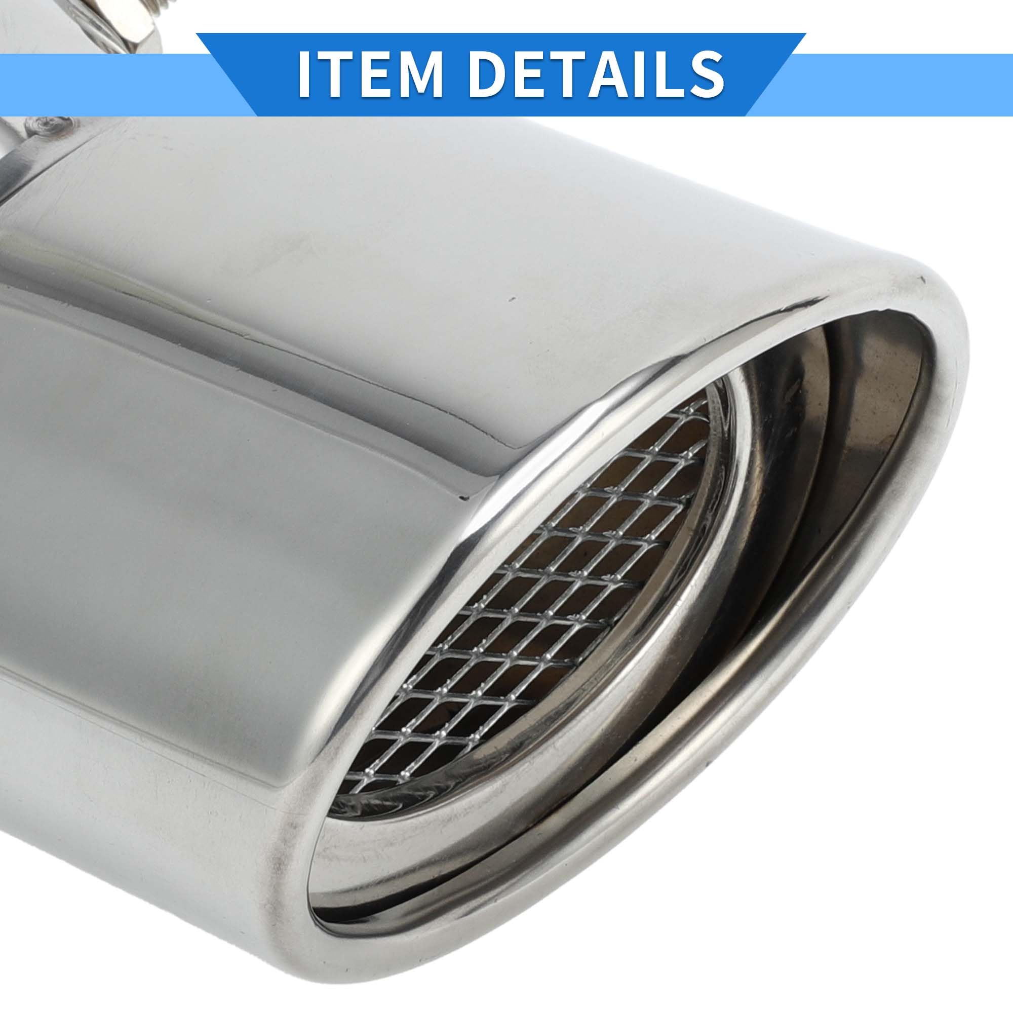 15 Inch Long Universal Tailpipe Tip Universal 5" Inlet 6" Outlet 15" Long Stainless Steel Exhaust Tip For Trucks & Cars - Angled Cut, Rolled Edge, Bolt-On Installation 5 Inch 6 Outlet Pipe - View #13