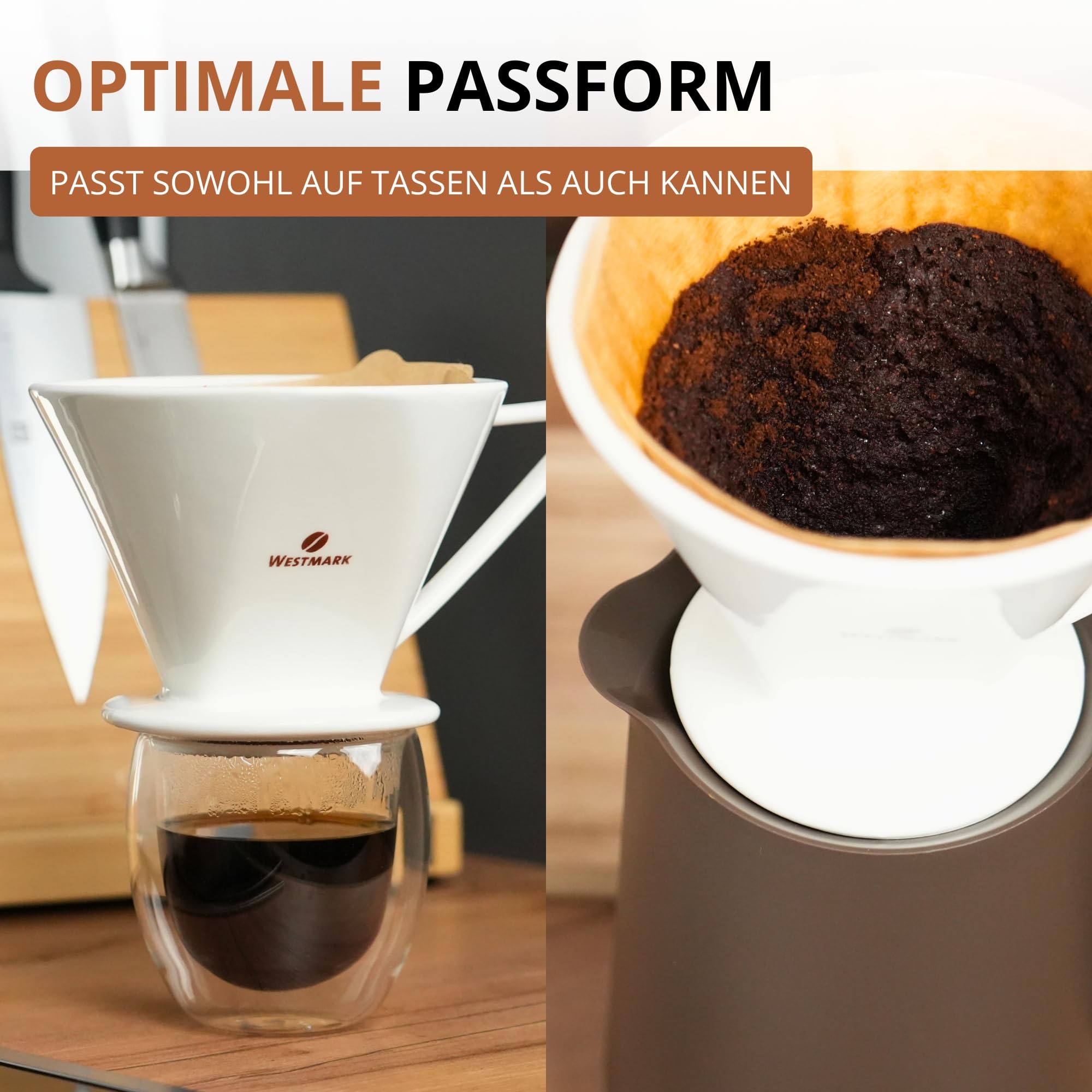 Westmark Porzellan-Kaffeefilter/Filterhalter, Filtergröße 4, Für bis zu 4 Tassen Kaffee, Brasilia, Porzellan, 24482260