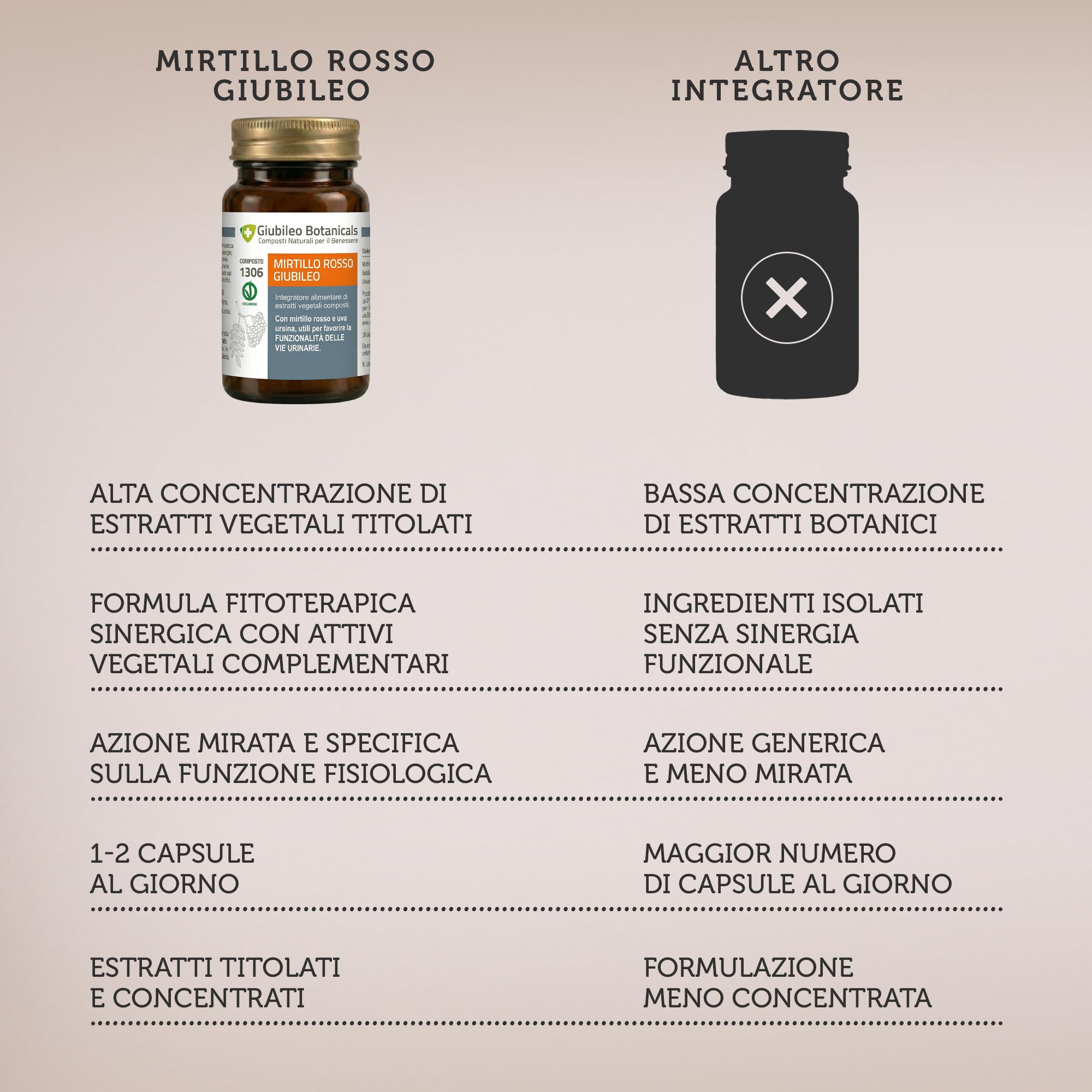 Integratore 100% naturale con MIRTILLO ROSSO E UVA URSINA - utili per la funzionalità delle vie urinarie, con BETULLA - 30 capsule