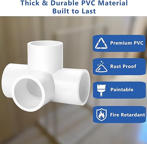 Miniatura 12 de Codo de accesorios de PVC de 3/4 pulgadas, 90 grados, 2 vías, paquete de 14, conector de montaje de tubería de PVC para muebles de construcción, 2