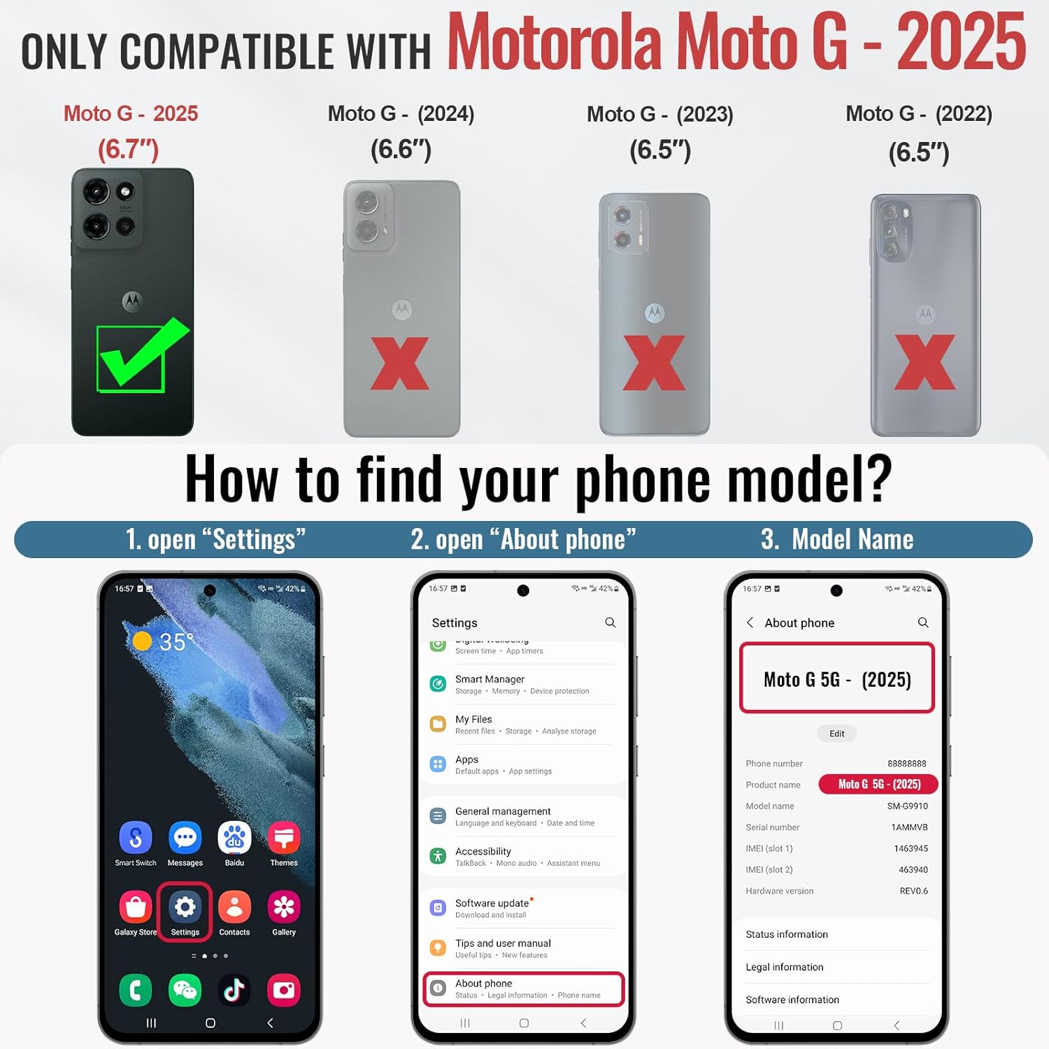 Defencase Compatible with Moto G - 2025 Case, RFID Blocking Wallet Case for Motorola Moto G 5G 2025 PU Leather Magnetic Flip Wrist Strap Zipper Card Holder Phone Cases for Women and Men, Coffee - Image 2