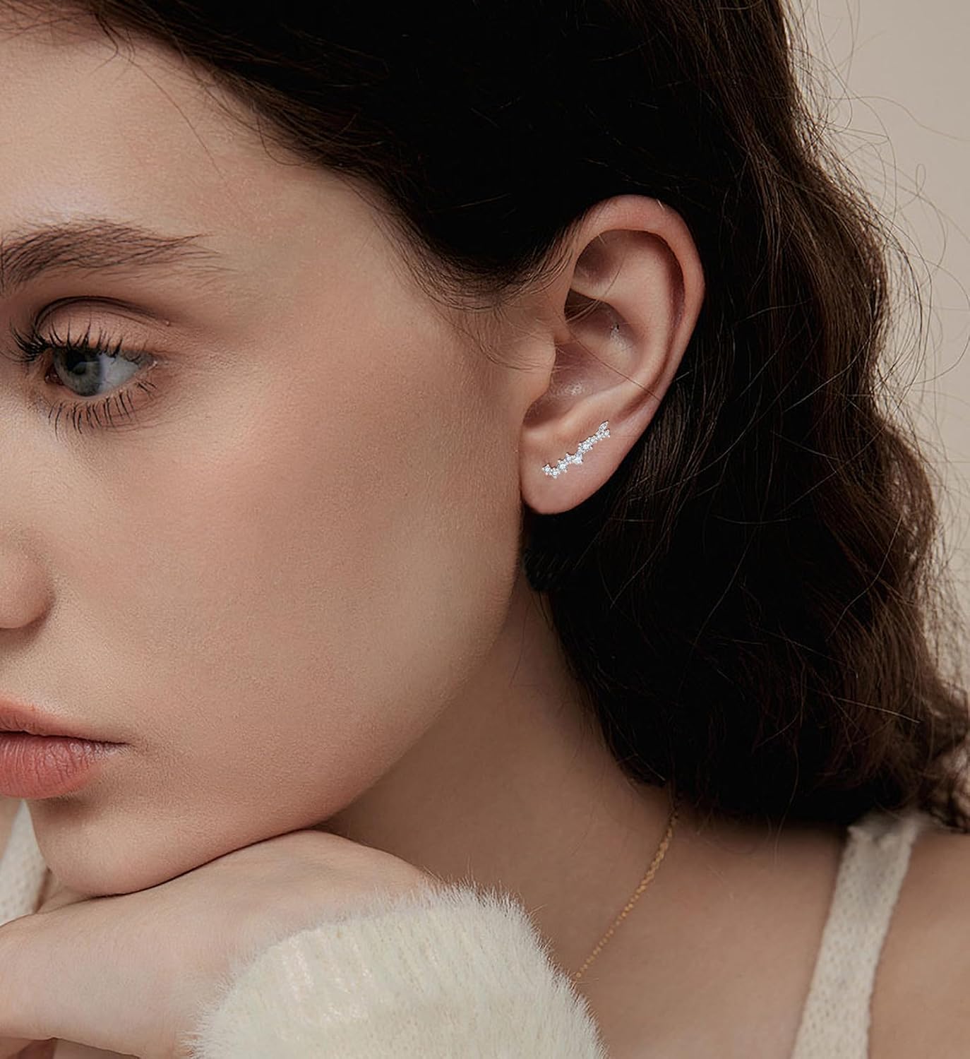 925 Sterling Silver Climber Earrings for Women White/Yellow Gold Plated Cubic Zirconia Ear Crawler Earrings Jewelry - Image 4