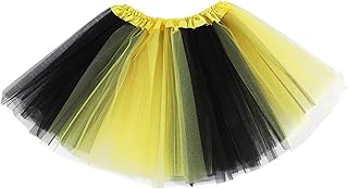 Zando Girls Tutu Skirt Toddler Halloween Costume Black Yellow Layered Tulle Skirt Kids Baby Bee Costume Halloween Skirt Girls Dress Up Clothes for Play Cosplay Costume Black and Yellow Tutu 2-8 Years