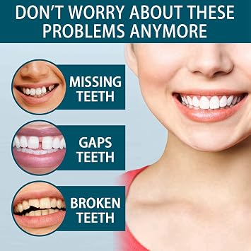 Fake Teeth Snap on Veneers Teeth, 2 Pairs Veneers Snap in Teeth, Temporary Tooth Teeth Veneers Upper And Lower Confidence in Minutes at Home [Energy Class A]