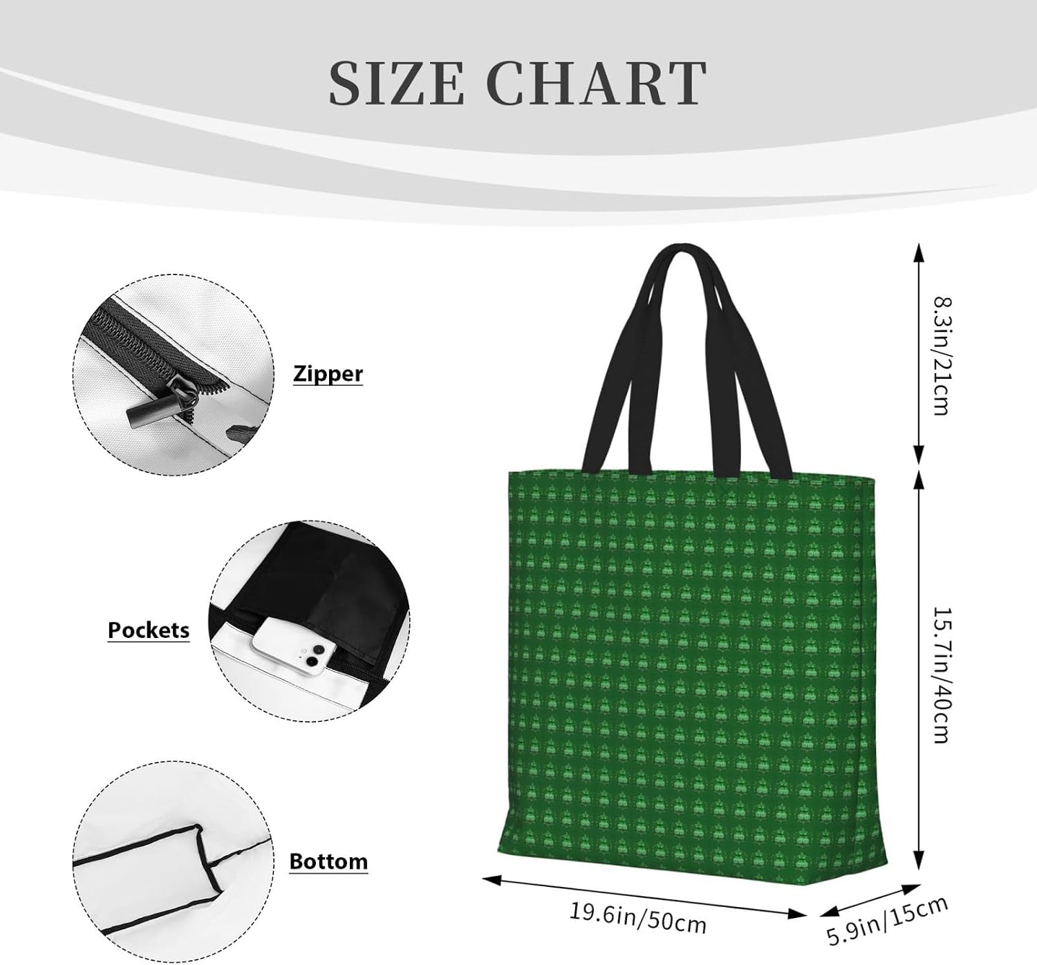 Happy St. Patrick'S Day Print Eco-Friendly Tote Lightweight Grocery Bag Daily Commuting Travel Beach Gym Use