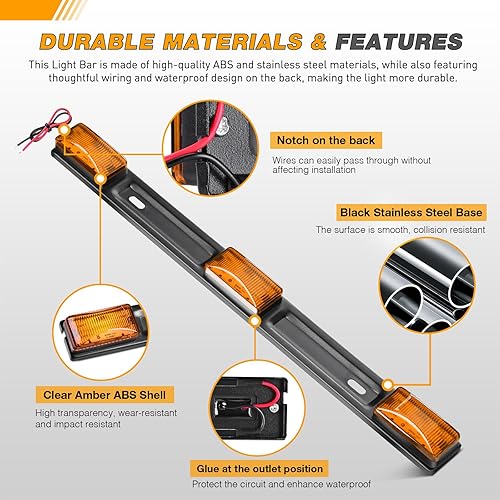 Vista 11 de GOOACC Barra de luz de remolque de 16 pulgadas, 2 unidades, 11 LED, color rojo, luces de giro, freno de funcionamiento, luces traseras, cumple