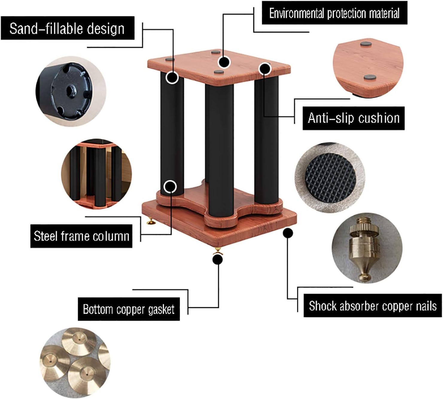 Speaker Stands Universal Floor Speaker Stands 2-Pack, for Surround Sound and Book Shelf Speakers, A Variety of Heights are Available 7.8-27.5 Inches (Size : 20cm)