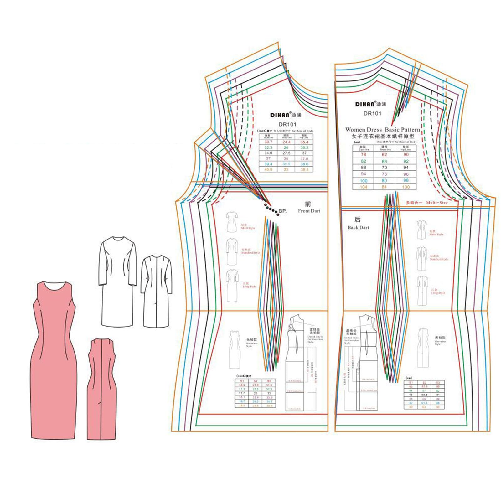 Righello da donna per la creazione di modelli di base per sartoria strumento di cucito da donna