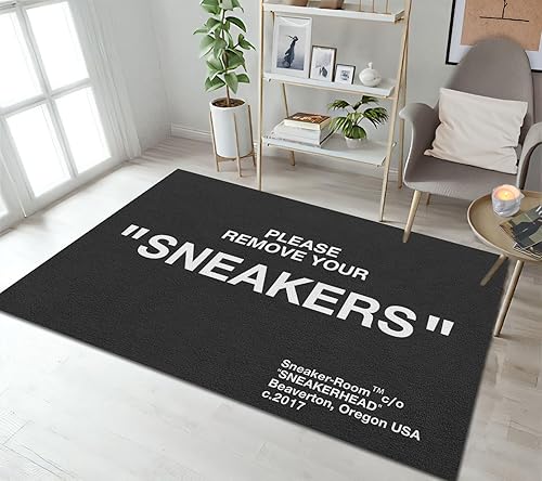 Miniatura 4 de Sneakers AreaRug - Alfombra de baloncesto para zapatos, por favor, retira tus tenis, alfombra color negro, alfombra grande para el suelo, para