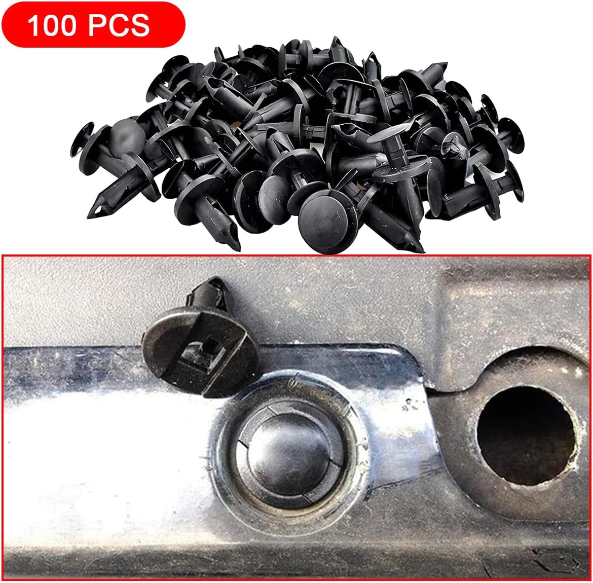Mandark 100PCS Car Bumper Retainer Clips, 8mm Plastic ATV UTV Body Rivets with Fastener Removal Tool, Auto Push Pin Accessories, Compatible with Rancher Foreman Rincon TRX680 TRX650