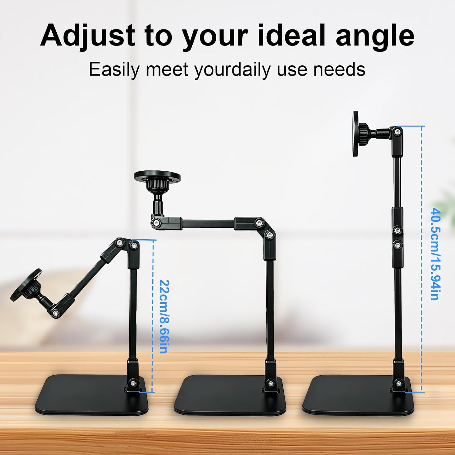 Magnetic Overhead Phone Mount for Nail, Adjustable Smartphone Holder for Desk, Stand for Cooking Videos, Content Creator, Live Streaming, Filming, Video Recording