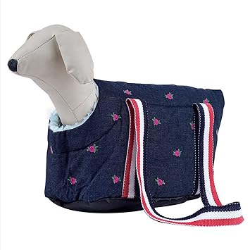 Lulala Pet Dog Purse Floral Tote Carrier Bag Dogs Travel Soft-Sided Purse Carriers with Safety Tether Stand Pedal Portable Dog Sling Tote Carriers Purse for Dog Outdoor Doggy Carriers(S,Blue)
