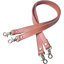 Wento Camel Genuine Leather Purses Straps, Lobster Hook, 24 x 0.78, Real Leather Sewing Canvas Backing, Replacement Purse Straps, Handbag Bag Wallet Straps