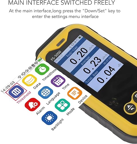 Miniatura 5 de Detector de radiación nuclear portátil ABS 1800mAh monitor de radiación triple alarma para materiales de construcción