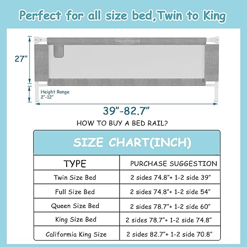 Miniatura 2 de Paquete de 3 rieles de cama para niños pequeños, protector de riel de cama de bebé ajustable en altura especialmente diseñado para cama de tamaño