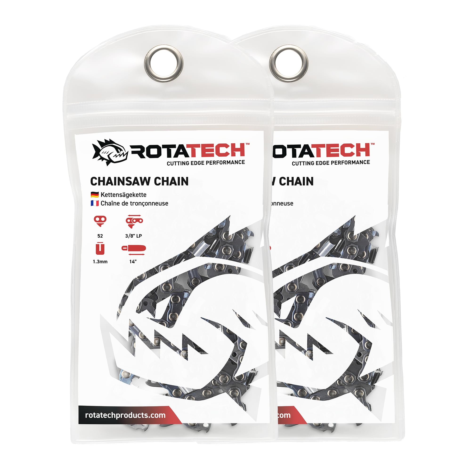 x2 (Two) Genuine Rotatech Saw Chain - H37 052E 1.3mm - Fits Husqvarna 321, T435, T540XP, 135