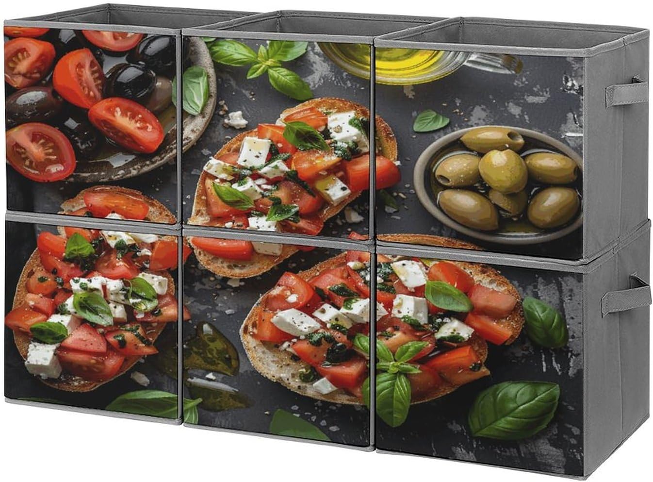 Multi Use Organizer Bins, Food Plating Images Printed Storage Bins, Foldable Storage Baskets Are Suitable For Bedrooms, Offices, And Cars