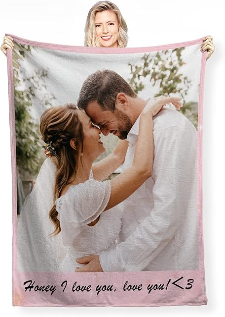 DZWSZ Personalised Photo Blanket, Baby Blanket, Custom Blanket with 1-9 Photo Collages, Throw Blanket, Christmas Halloween Blankets For Sofas, Personalised Gifts Daughter Blanket From Mum