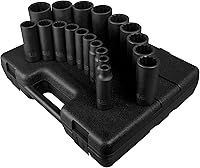 Vista 1 de SUNEX TOOLS 2820 Juego de impacto profundo SAE de 12 puntos con accionamiento de 1/2 pulgadas, 19 piezas