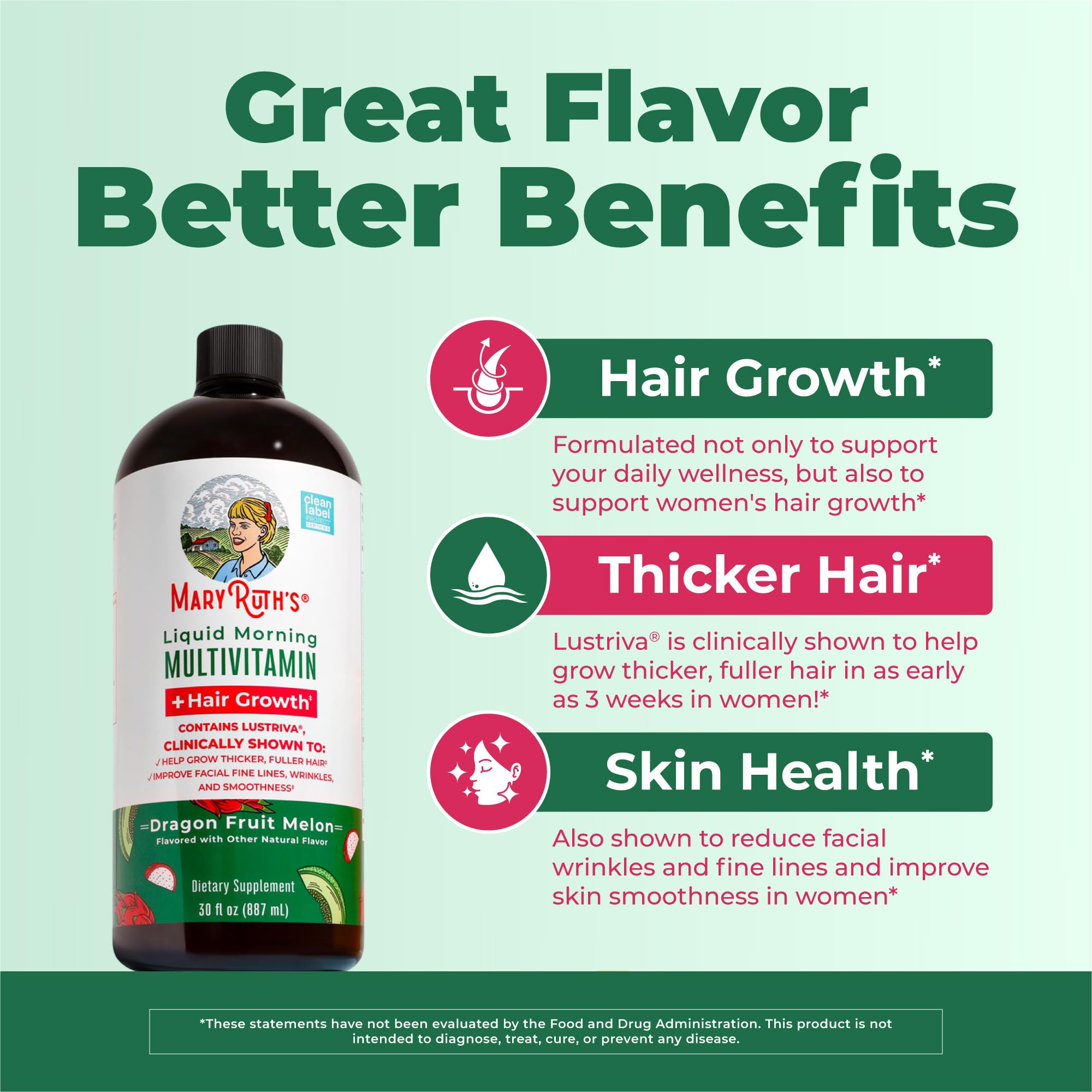 MARYRUTH'S Liquid Multivitamin + Hair Growth, Clinically Thicker Hair, 30oz — Amazon image 4