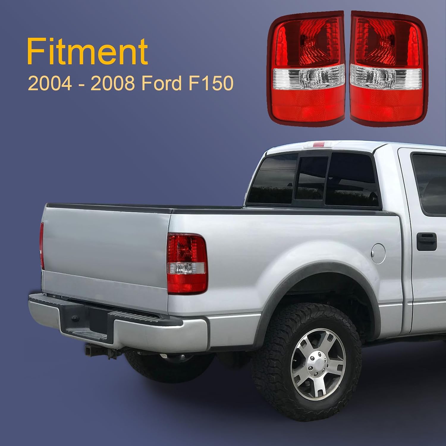 Tail Light Compatible with 2004-2008 Ford F150 04 05 06 07 Ford F150 08 Ford F150 2004 2005 2006 2007 2008 Ford F150 (Chrome-S)