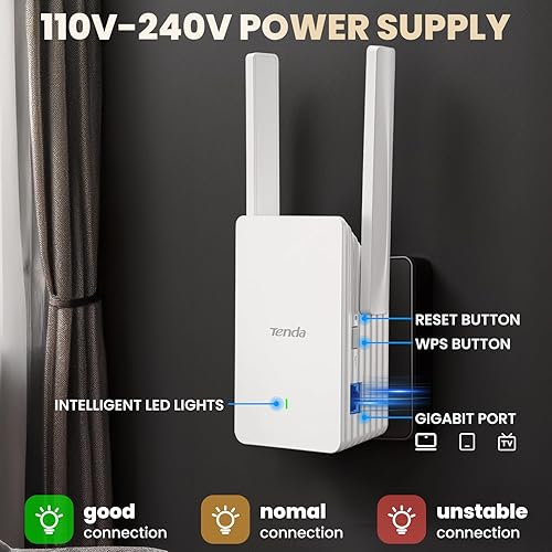 Miniatura 6 de Tenda Extensor WiFi, AX1500 WiFi 6 Extensor de alcance cubre hasta 1500 pies cuadrados y 30 dispositivos, amplificador de extensión WiFi de doble