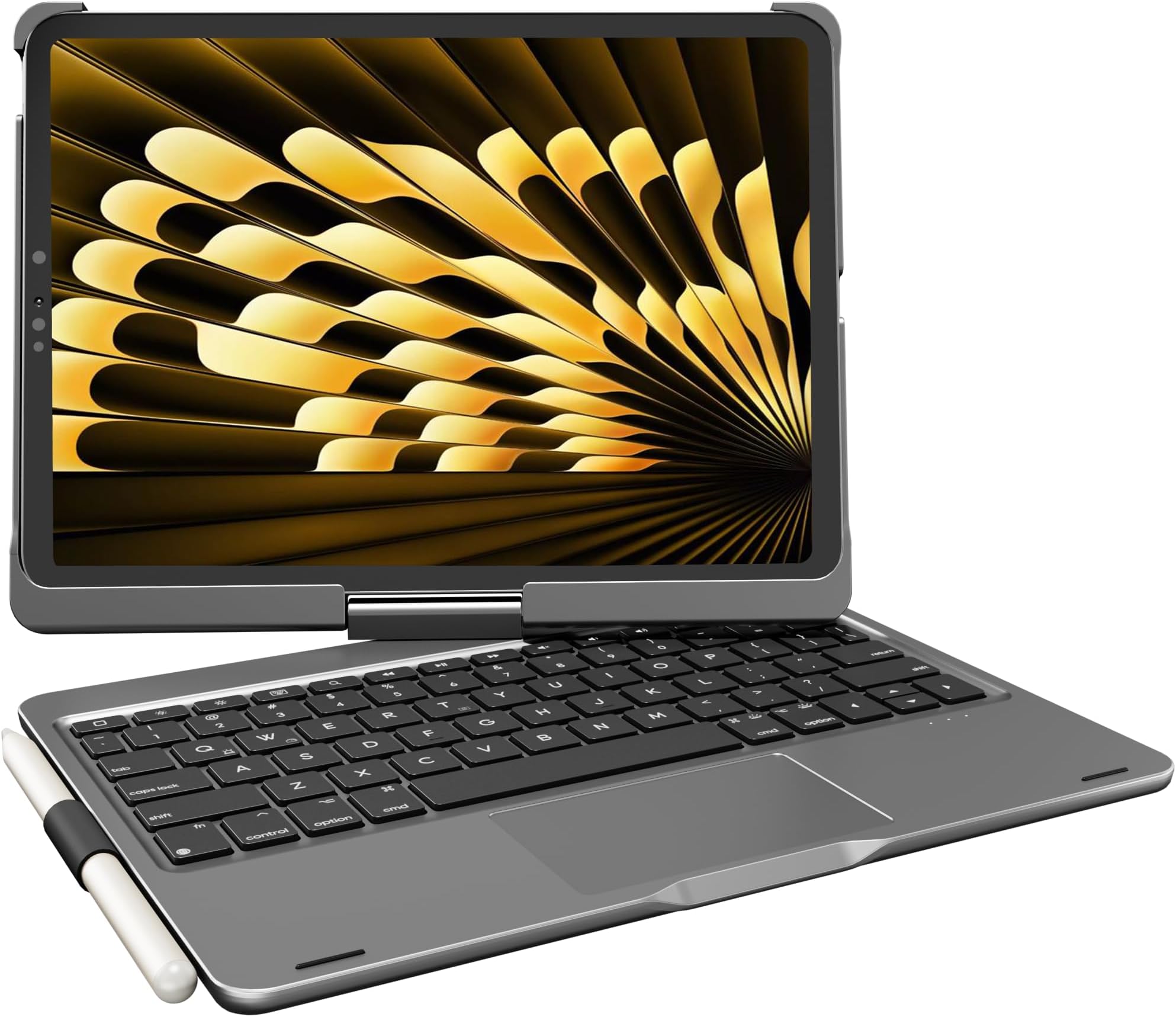 Wireless Keyboard Case for 2025 iPad (11th-10th) & iPad Air 11-inch (M3-M2)& iPad Air (5th-4th) & iPad Pro 11-inch (4th-1st): Rotatable Pencil Holder Trackpad Backlit, Space Gray