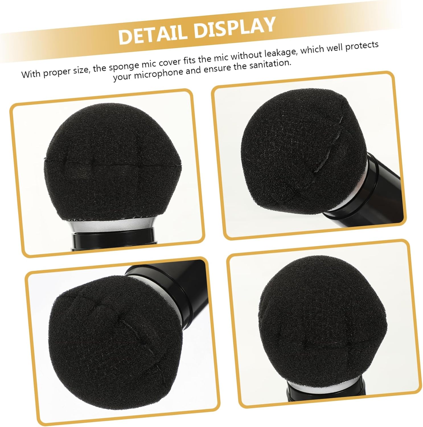 400pcs Disposable Microphone Sponge Covers Soft Mic Accessories for Handheld Mics O-type Protectors Black for Cleanliness and Wind