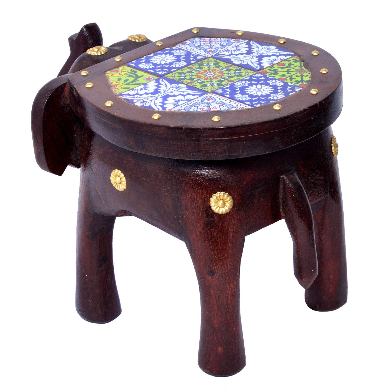 Eurasia Brass and Tiles FTD Home Decor Wooden Stool Elephant Shape Decorative Baby Sitter Stool 8