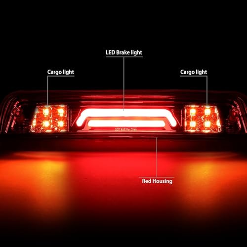 Miniatura 2 de DNA MOTORING 3BL-DRAM09-3D-LED-RD Lente roja 3D LED de montaje alto 3 tercera luz de freno Compatible con Dodge Ram 150010-17 Ram 2500 3500 09-17