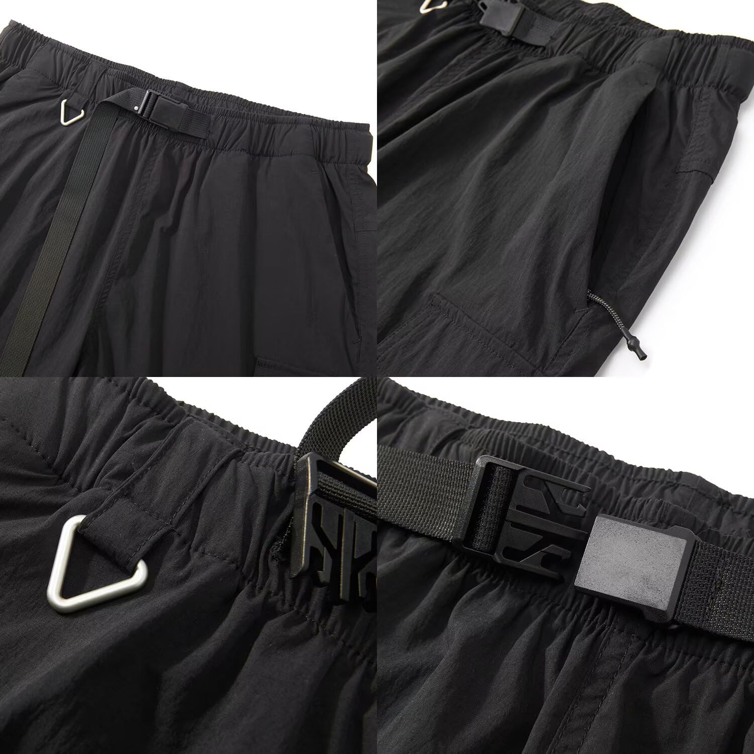 FLYGAGA Pantalones de senderismo para mujer, con cremallera, desmontables, pantalones cortos de verano con cinturón, ligeros, de secado rápido, transpirables, pantalones de trekking, pantalones