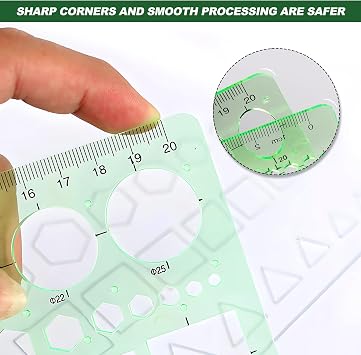 Circle Stencil Template for Drawing, Plastic Circles Geometric Stencils Measuring Templates Rulers Tool for Drafting Crafts Reusable