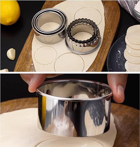 Miniatura 6 de Juego de 6 cortadores redondos de galletas Moldes circulares de acero inoxidable para pasteles, galletas, albóndigas, pasteles, moldes de dona para