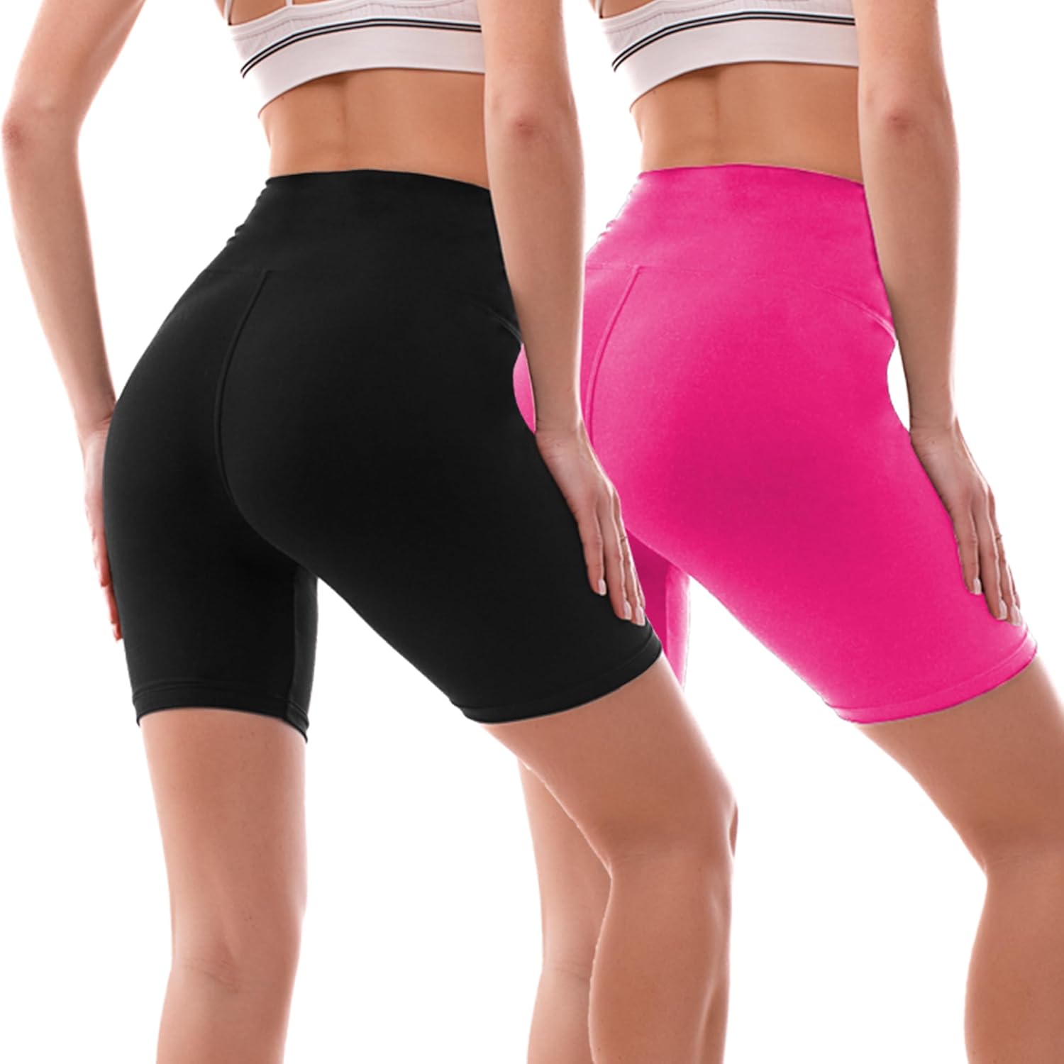 Ipletix 2 Pack Biker Shorts Women, 6" High Waisted Yoga Running Workout Spandex Shorts