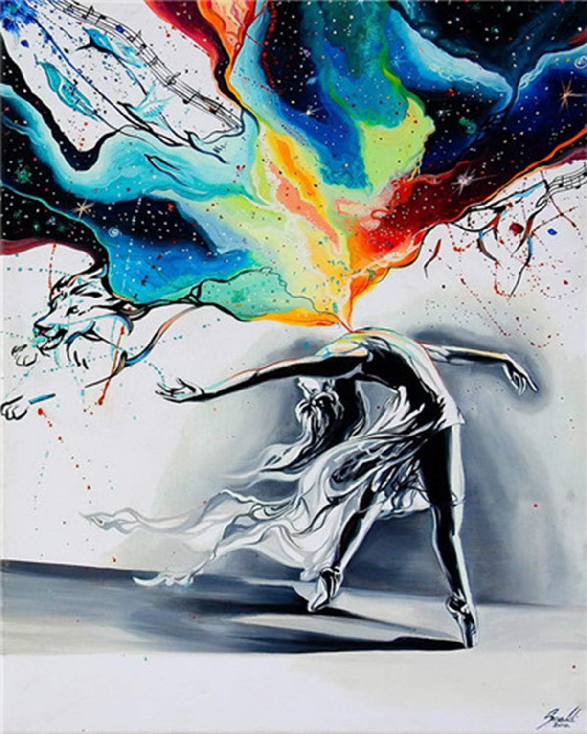 Shukqueen Painting by Number Kit, DIY Oil Painting for Adults, Kids, Beginner's, Dancer, 16X20 Inch, Frameless