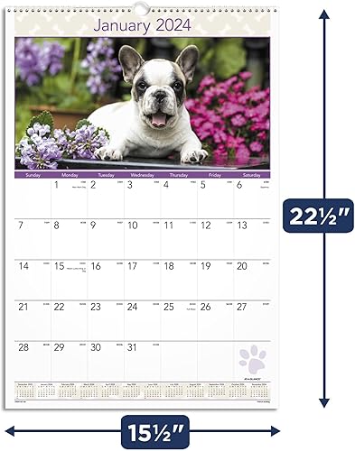 Miniatura 4 de AT-A-GLANCE Calendario mensual de pared para cachorros, 15-12 x 22-34 pulgadas, enero a diciembre de 2024, DMW16728