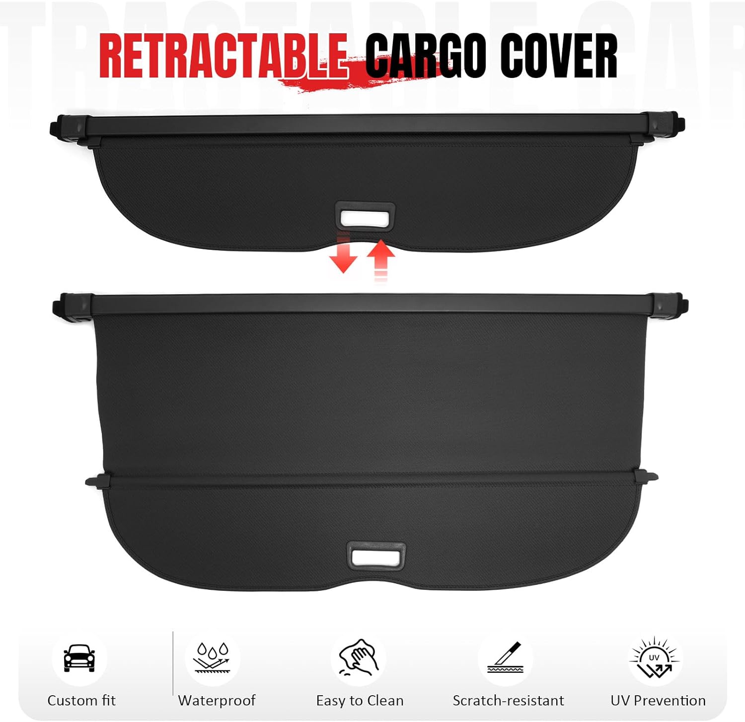 IKON MOTORSPORTS, Rear Retractable Cargo Cover, Compatible with 2014-2017 Infiniti QX50 + 2008-2013 Infiniti EX35 & EX37, ABS Aluminum Vinyl Trunk Security Luggage Shield Shade, Carbon Fiber Texture