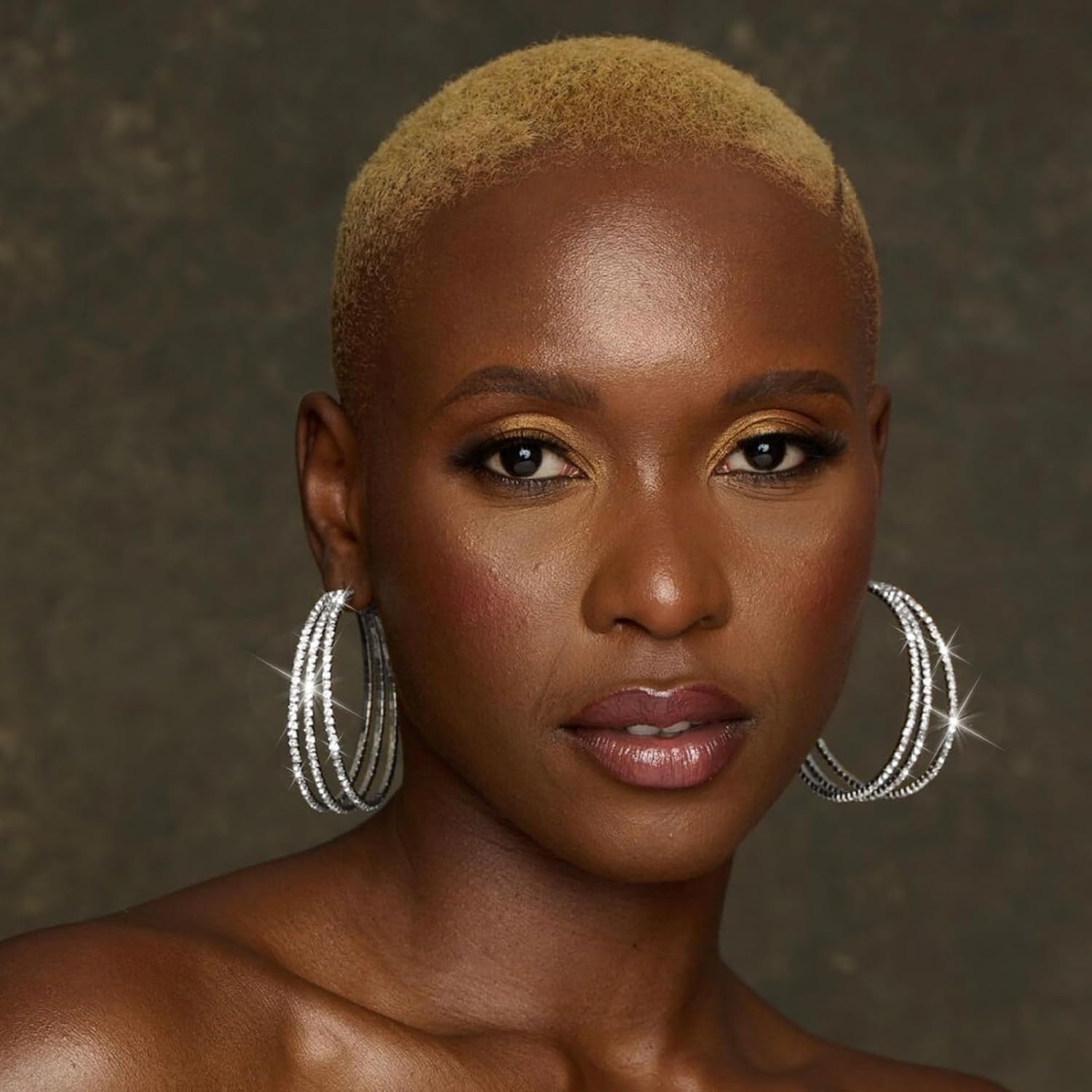 Rhinestone Hoop Earrings for Women Large Gold/Silver Hoop Earrings Big Sparkly Hoops Earrings Hypoallergenic Huggie Hoop Earrings Wedding Prom Jewelry for Women - Image 5