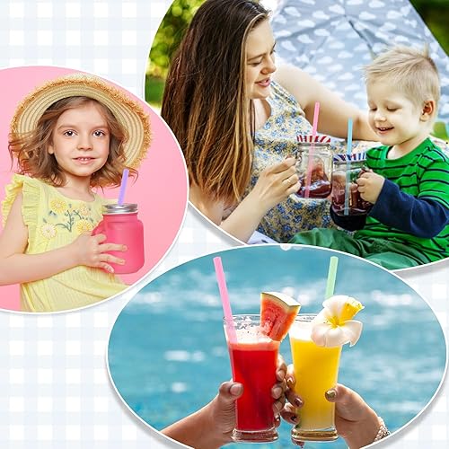 Miniatura 5 de Cobee Juego de 4 pajitas de silicona reutilizables, pajitas portátiles plegables con caja de almacenamiento colorida y llavero para viajes, cepillo