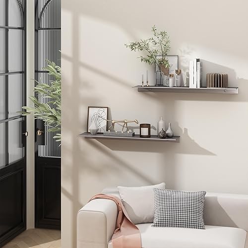 Miniatura 2 de Danpoo Estantes flotantes adhesivos para almacenamiento de pared, estantes de pared de metal para sala de estar, baño, cocina, estantes de