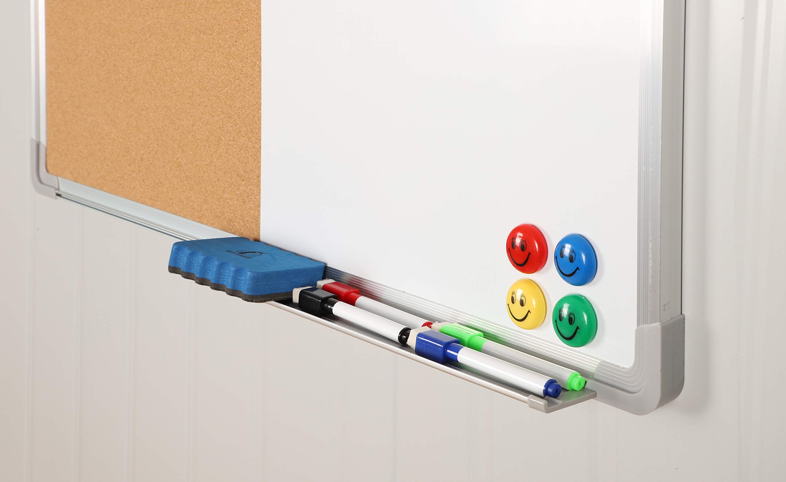 Combination Whiteboard Bulletin Board Set Dry Erase / Cork Board 30 x 20" with 1 Dry