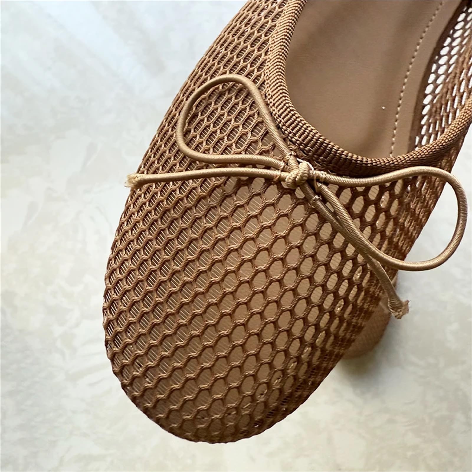Runde Zehen Mesh Schuhe Frauen Aushöhlen Sommer Fischnetz Ballerinas Schnalle Riemen Elegante Weiche Atmungsaktive Für Damen