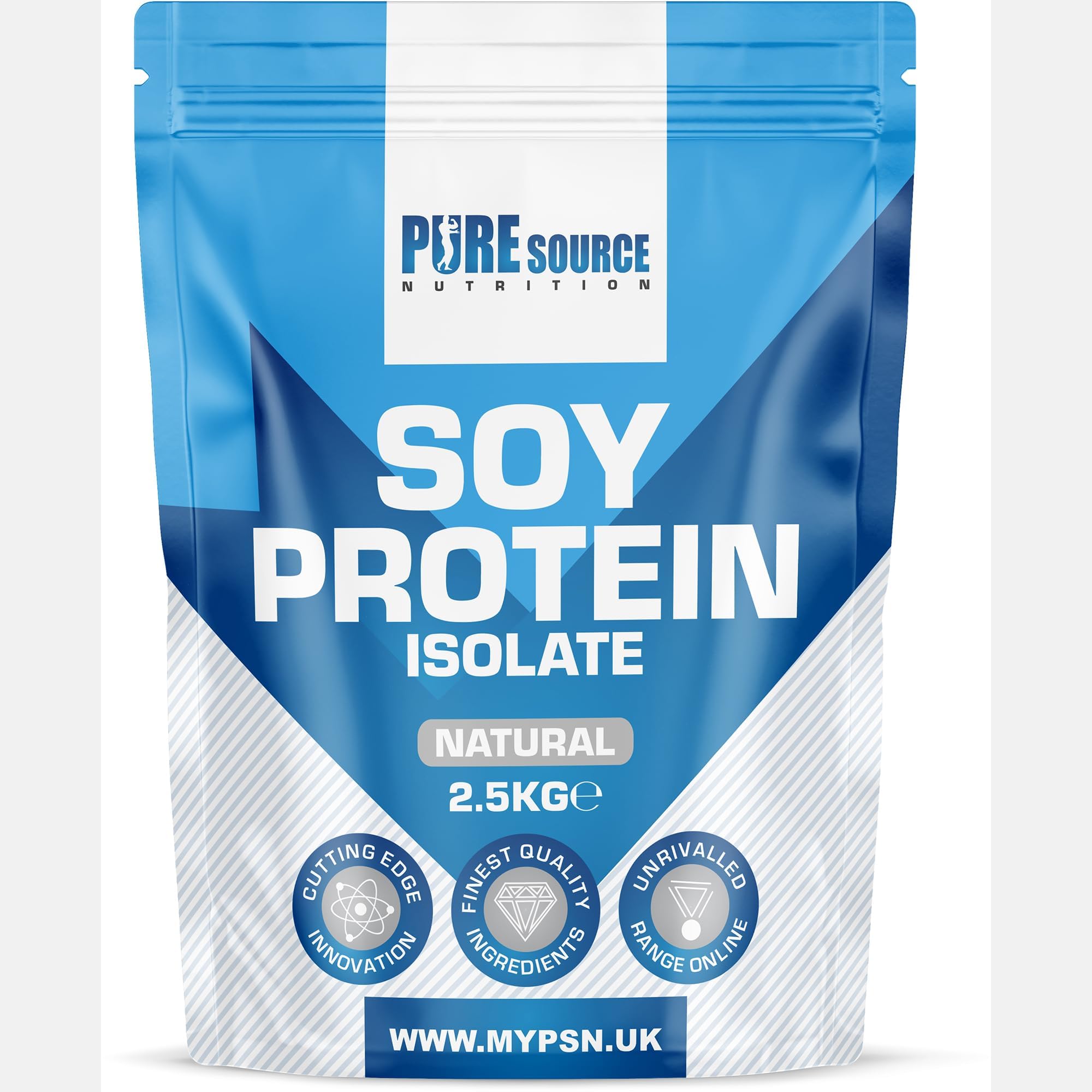 Pure Source Nutrition Soy Protein Isolate Powder (90% Protein) 2.5Kg Unflavoured SOYA Protein Vegan Powder for Superfood Supergreens Dairy Free Plant Based Protein (2.5Kg, Natural)