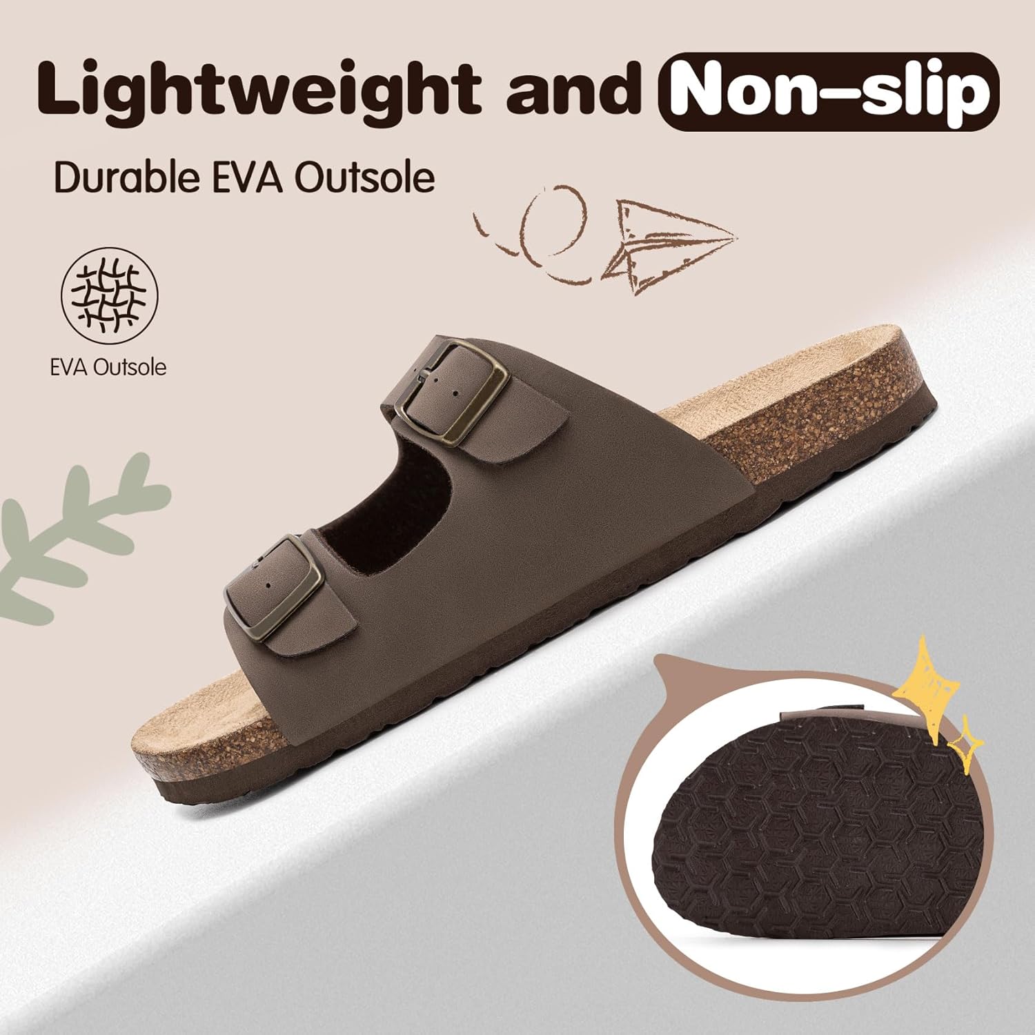 FITORY Boys Girls Glitter Slide Sandals, Cork Slipper with Adjustable Straps for Little Kid/Big Kid - Image 5