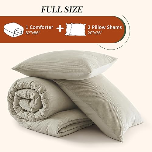 Miniatura 7 de Basic Beyond Juego de edredón tamaño matrimonial, juego de edredón de lino de pana suave, juego de edredón de pana suave, edredón de pana de 3